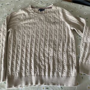 Tommy Hilfiger Cream Cable Knit Crewneck Sweater